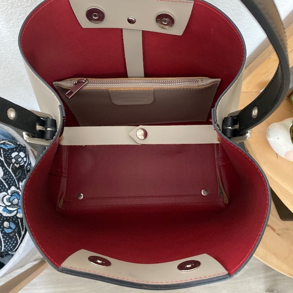 Gray/Taupe Christian Laurier Paris Amy Leather Tote Bag - Picture 3 of 10